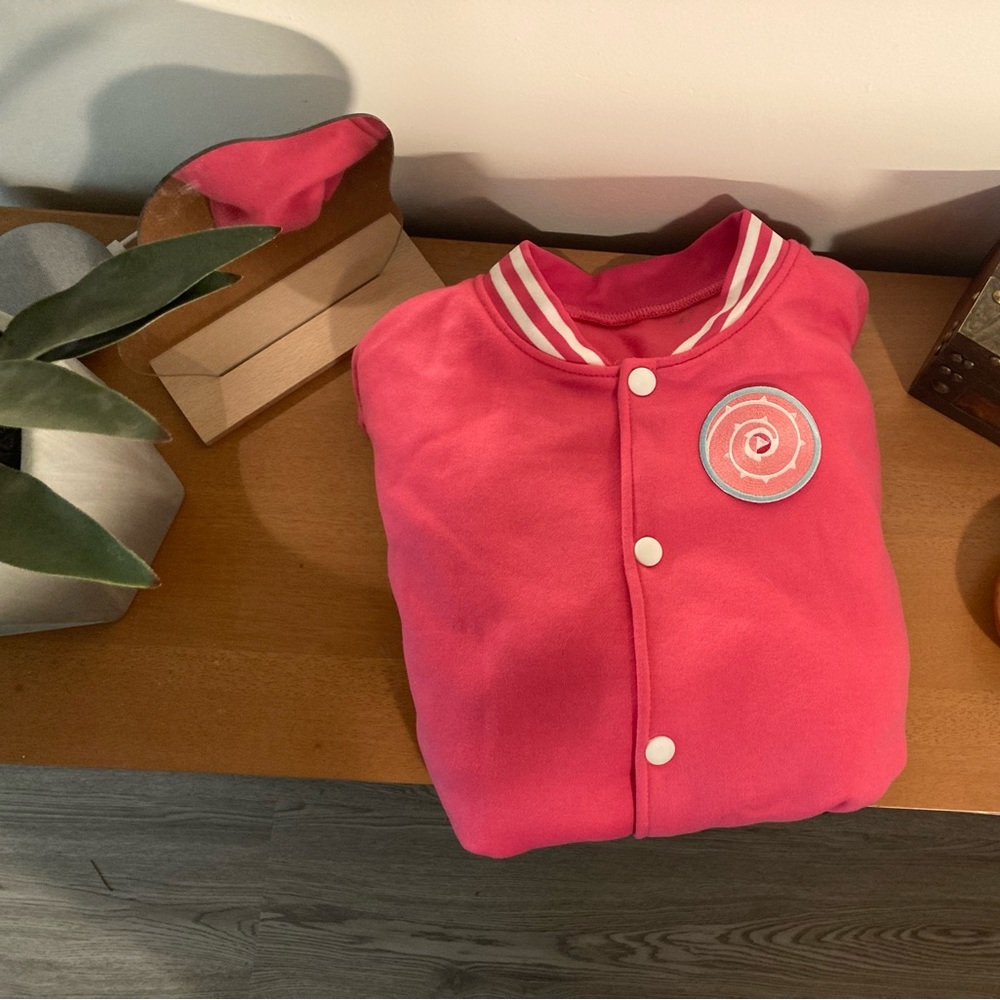 [Patch Not Attached] Pink Fleece Costume Varsity Jacket